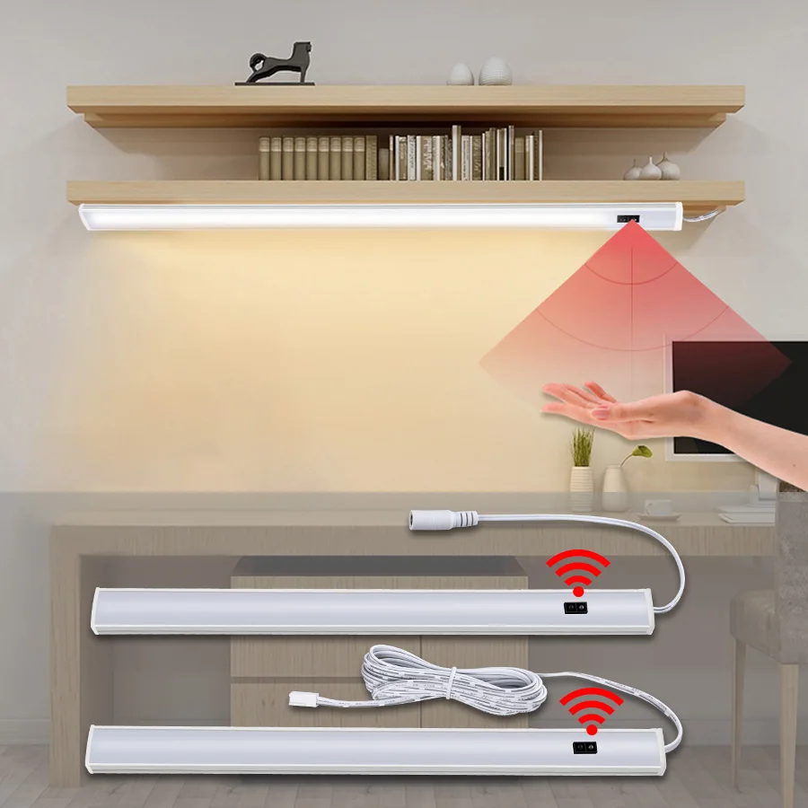Hand Sweep Switch Under Cabinet Kitchen LED Light Bedroom Wardrobe Closet Night Lights 30/40/50cm LED Bar Light Indoor Home Lamp