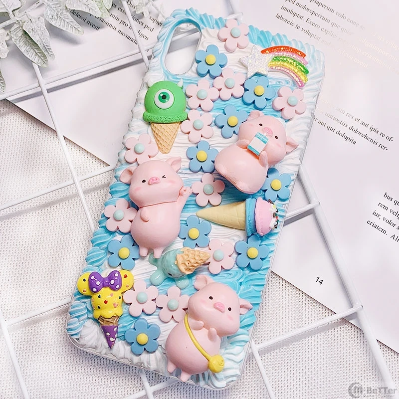 Чехол для iPhone 11 pro max DIY ip XR XS Max милый 3D чехол телефона pig ip7/8 plus кремовый ручной
