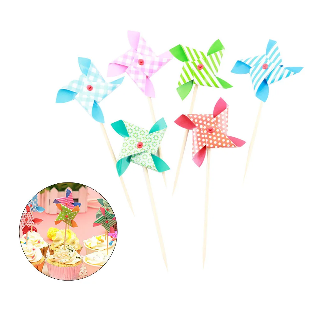 

18pcs Lovely Mini Pinwheel Cupcake Picks Cake Toppers
