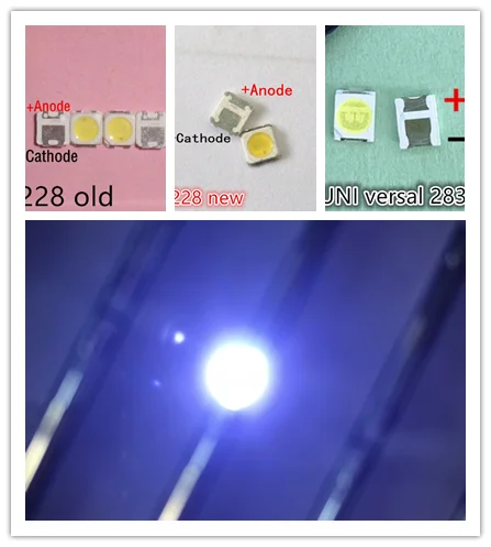 50 шт. светодиодная подсветка Flip-Chip 1 5 Вт 3 в 3228 2828 spbwh1322s1kvc1нагрудник Холодный белый