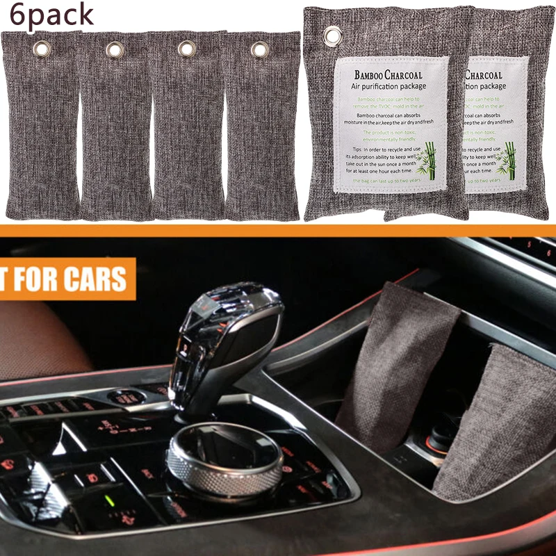 6 упаковок, натуральный активированный бамбуковый уголь, очиститель воздуха, сумка, нейтрализатор запаха, автомобильные офисы, принадлежности