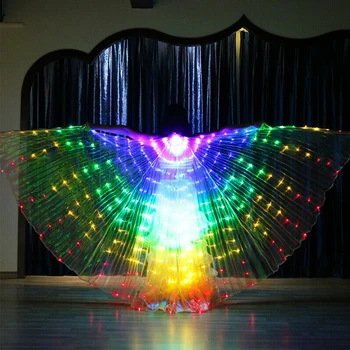 

Belly Dance Bar Glowing 360 Degrees Stage Wear Party Light Up Rave Performance Props Shows Telescopic Stick Adult LED Wing