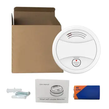 

WiFi Smoke Detector Fire Alarm Sensor Tuya APP Smart Life APP Home Security Detect Device Easy Installation