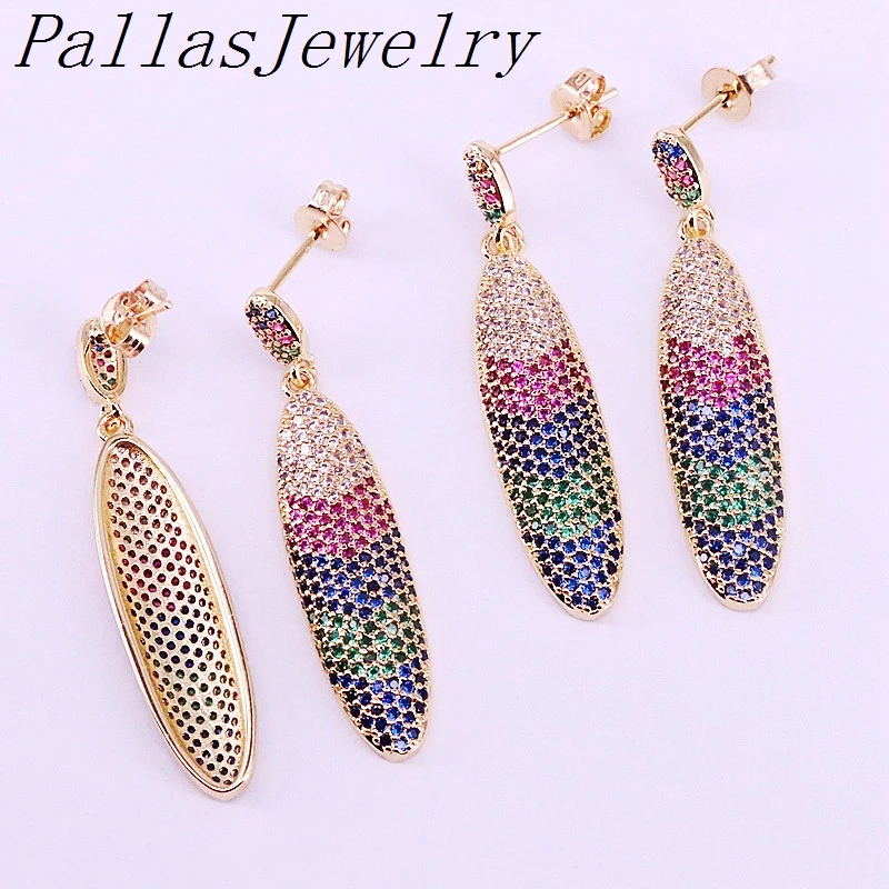 Brinco Colorido Multi CZ Micro Pave Para As Mulheres Senhora