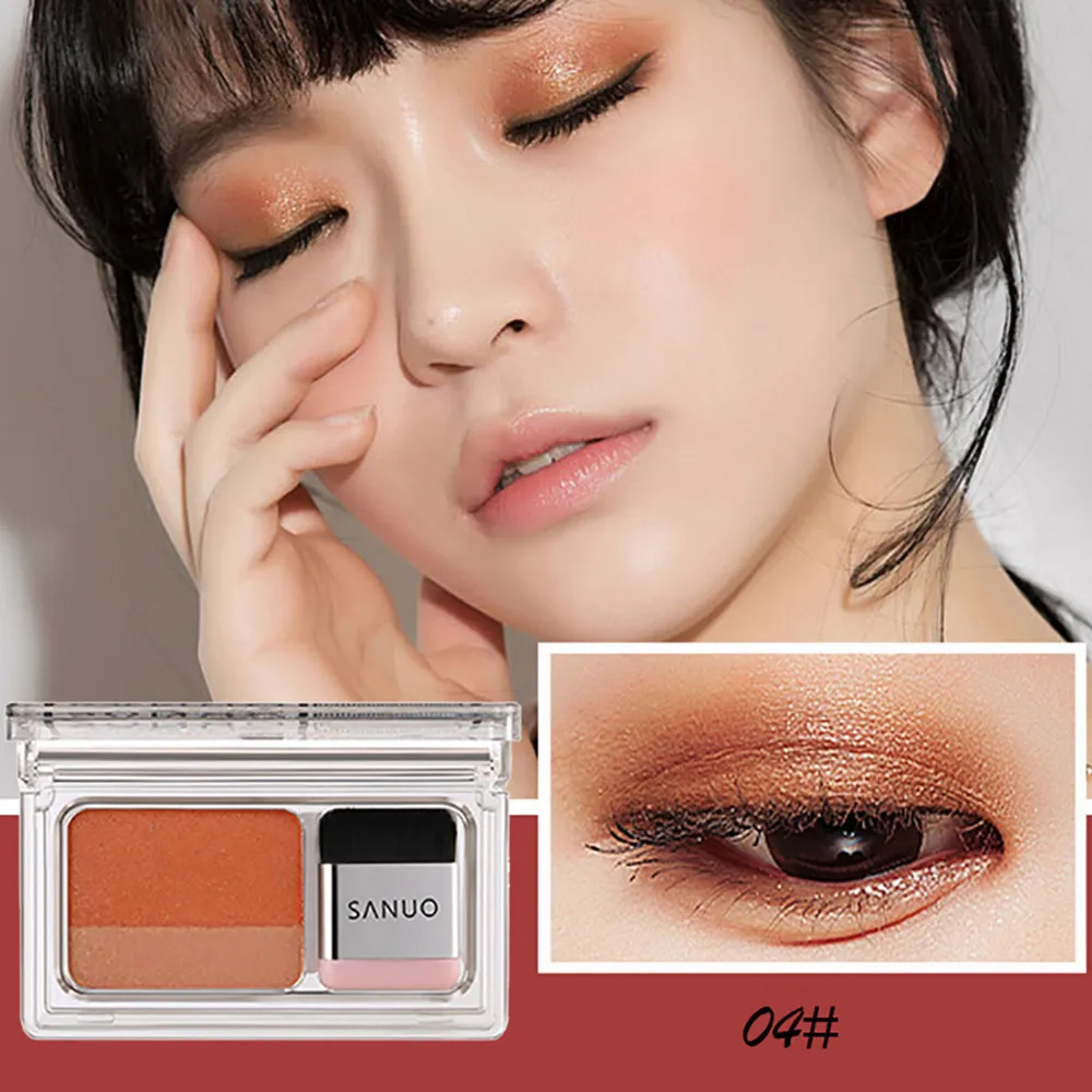Макияж тени для век 2 цвета Lazy Eye Shadow Powder Rainbow Shimmer Makeup beauty Shadow Профессиональные Тени для век - Цвет: D