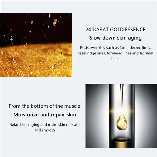 Новинка 24K Gold Fullerenes увлажняющая гладкая тонкая линия укрепляющая кожу против старения-морщины Сыворотка для лица