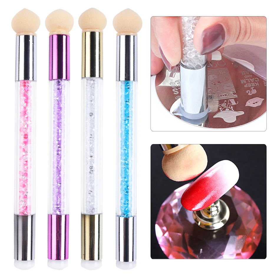 1pc Double Head Nail Brush Gradient Brushes For Nail Art Manicure Tools Sponge Head Bloom Acrylic Gel Nail Polishing Pen LA944-1