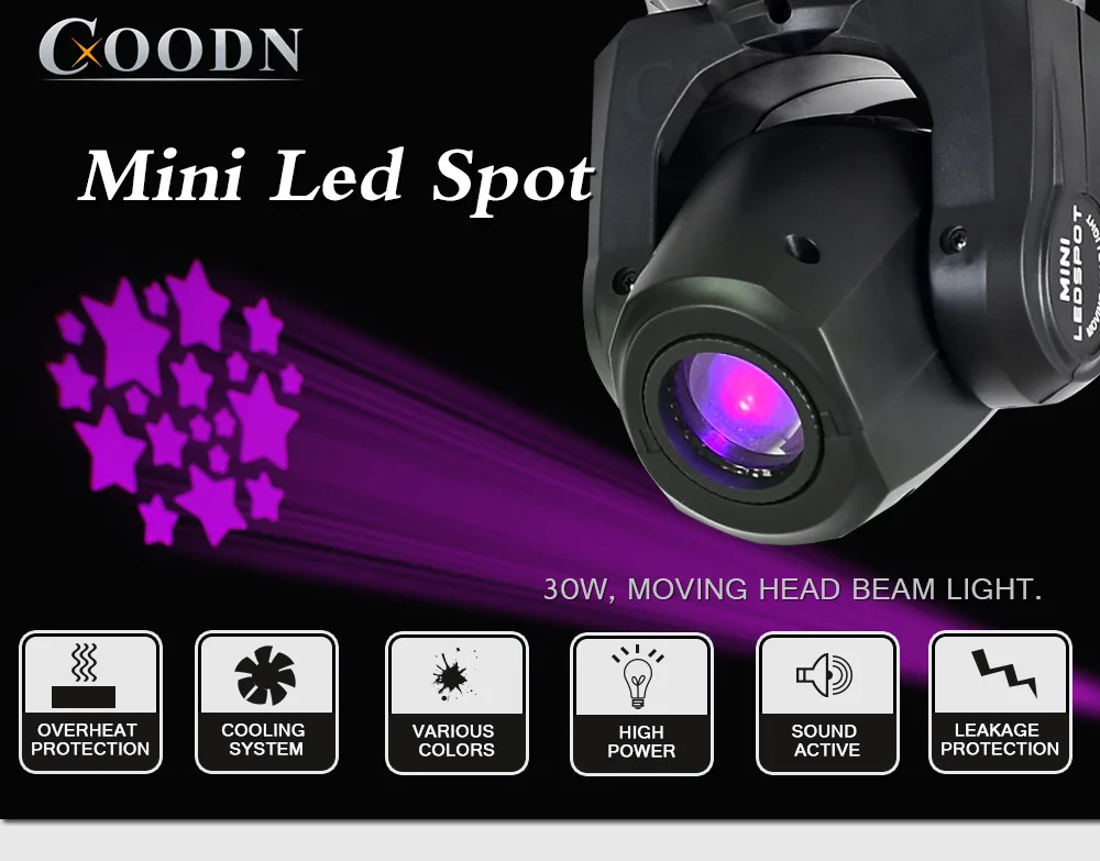 Мини движущаяся головка 30 Вт led dmx сценическое дискотечное профессиональное диджейское освещение
