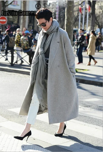 

Casacos de Frio Feminino Plus Size Classic Single Button Woolen Coat Lapel Outwear Oversize European Cardigan Women's Clothing