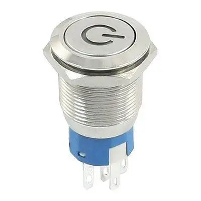 

Blue LED DC12V 3A 19mm ON/OFF Locking Push Button Metal Switch AC 250V 5A