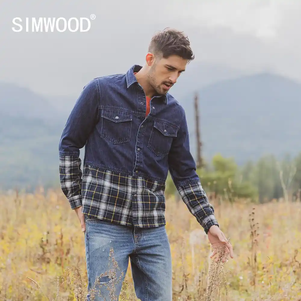 plaid denim jacket mens