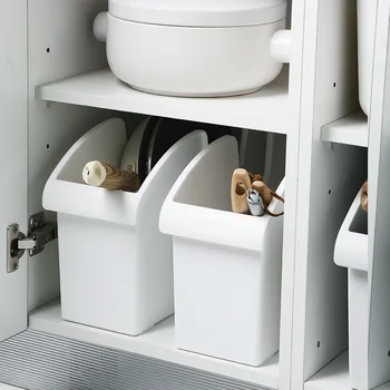 

Kitchenware Daquan Cookware Storage Rack Pulley Pot Lid Shelf Cabinet Storage Push Pull Box Plastic Seasoning Rack