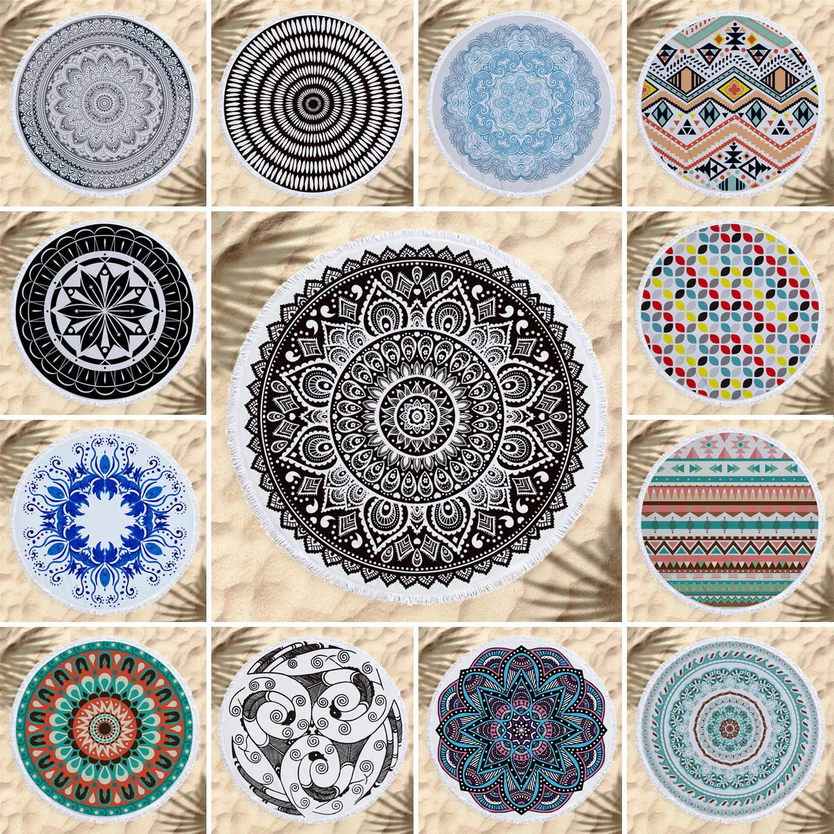 

Bedding Outlet 7 Chakra Rainbow Stripes Beach Towel For Adults Mandala Blanket Microfiber Rectangle Bohemian Tapestry Yoga Mat