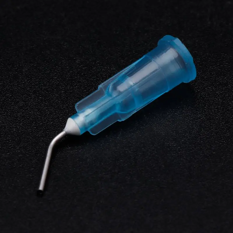 

100PCS Dental Resin Etch Flushing Curved Needles Flat Head Washing Needle 25g F42B