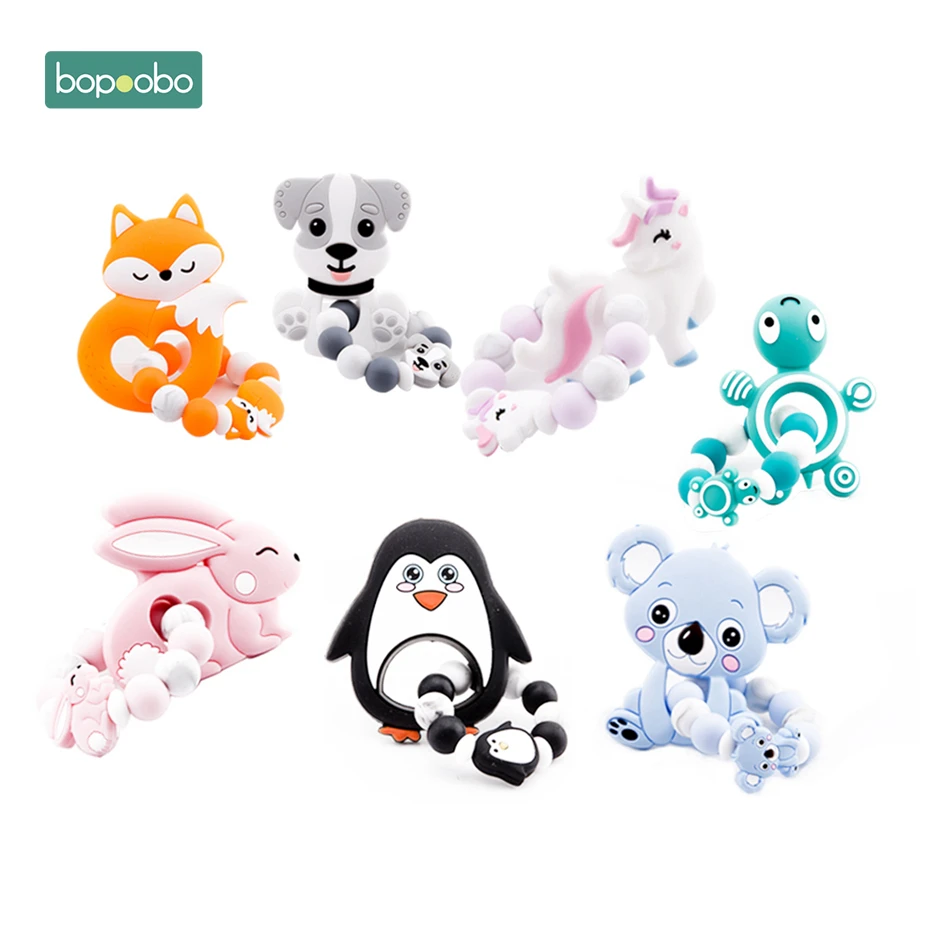 Bopoobo 1 шт. Силиконовые Прорезыватели Для Прорезыватели в форме животных DIY ювелирные изделия для прорезывания зубов браслет BPA бесплатные Детские продукты