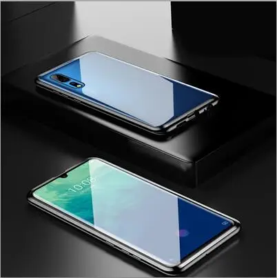 Black Чехол с магнитной адсорбцией для zte AXON 10 Pro, металлическая рамка, двусторонняя стеклянная крышка для zte AXON 10, защитный чехол для телефона - Цвет: Black