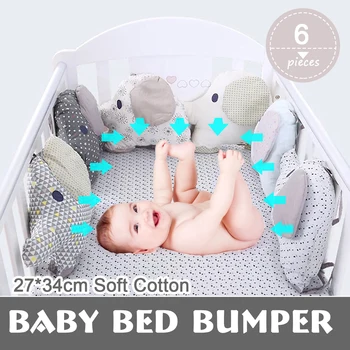 

27X34cm Elephant Baby Bed Bumper Backrest Cushion Plush Toy Soft Crib Infant Bed Around Protection