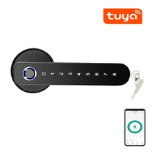 Serrure biométrique intelligente, avec mot de passe et numéro, pour porte, serrure électrique à loquet unique, application Tuya
