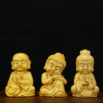 

Boxwood Sakyamuni Statue Buddha Statue Guanyin Dizang Bodhisattva Figurines Mahogany India Buddha Semi-handcrafts GY55