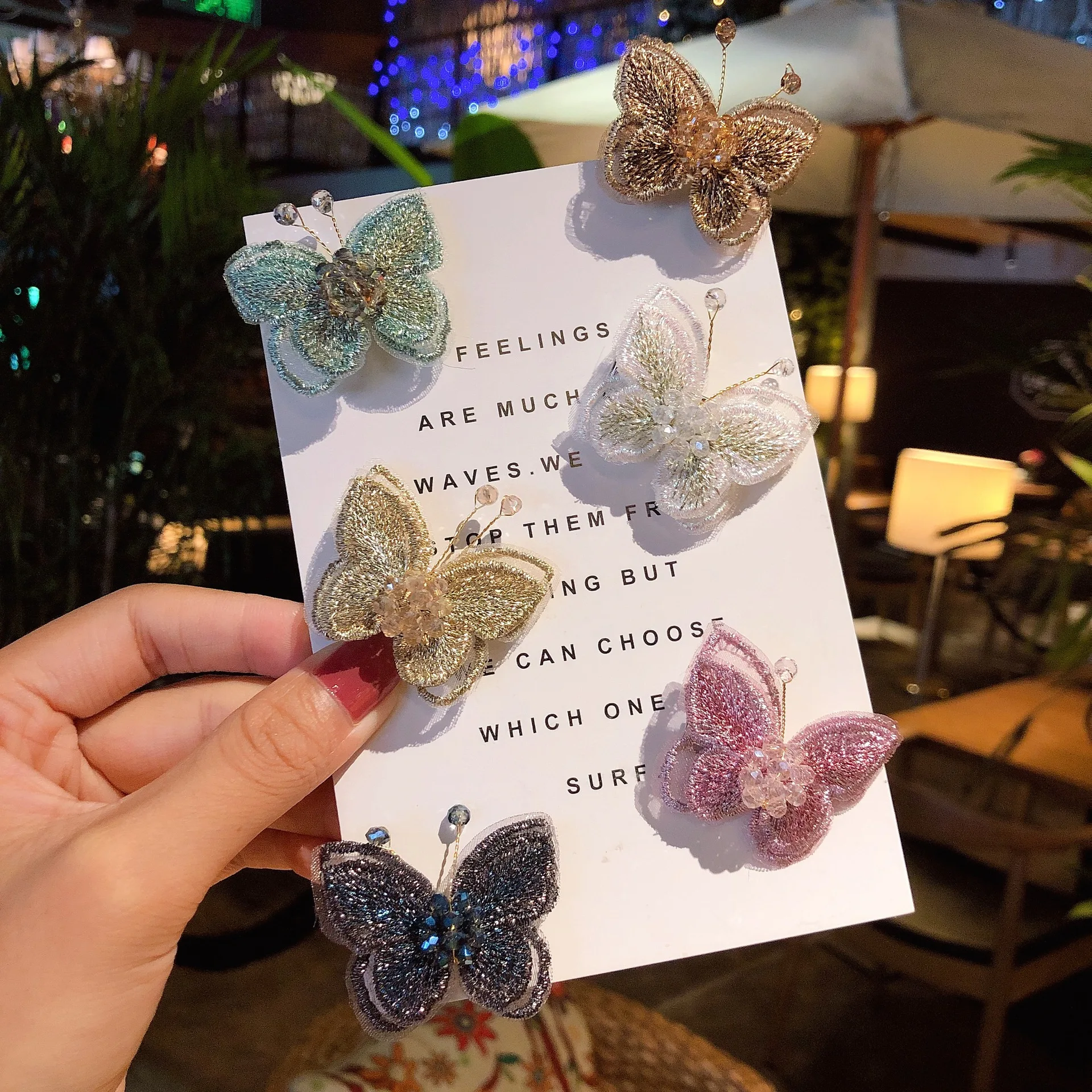 2020 New Cute Colorful Lace Crystal Butterfly Hairpins Women Girls Beautful Hair Ornament Clip Headband Fashion Accessories |