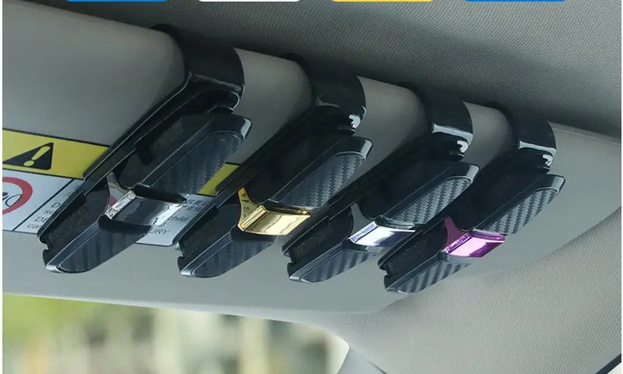 50 шт. портативный крепежный зажим для очков зажим для карты билета ABS автомобильные футляры для очков Черный Автомобильный солнцезащитный козырек Солнцезащитные очки держатель