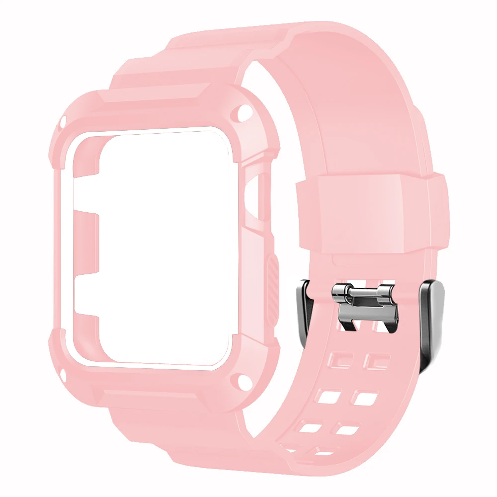 pink white Прочный Защитный чехол для наручных часов Apple Watch 38 мм, 42 мм, мягкий ремешок для TPU с крышкой чехол для наручных часов iWatch серии 3/2/1 - Цвет ремешка: pink white