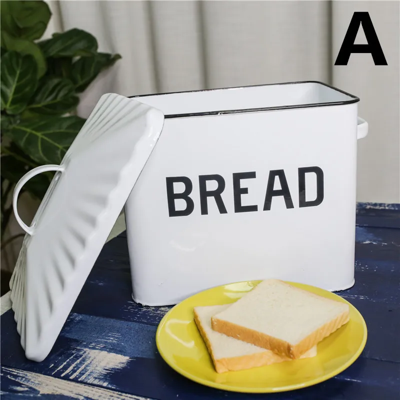 Эмалированный ящик для хранения хлеба, еды, Белый Органайзер - Цвет: A