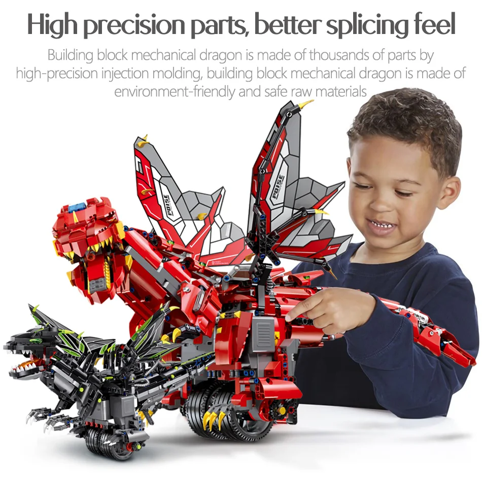 RC строительные блоки Дракон 13029 приложение дистанционное управление Программирование динозавр животных кирпичи техника Строительные кирпичи обучающие игрушки