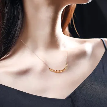

DMCBS045 Faceted Yellow Sapphire Necklace 14K Note Gold Tiancai Baoran Clavicle Chain Pendant Female