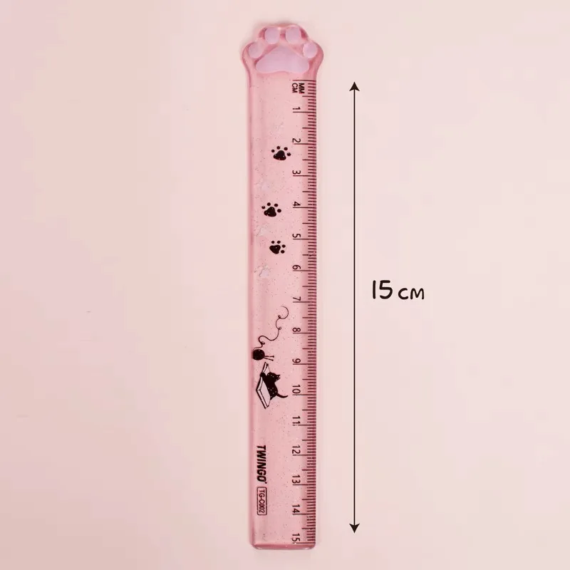 Cute Cat Paw Plastic Straight Rulers Kawaii Kitty Rulers Funny Drawing Gift Korean Office School Measuring Drawing Student Prize