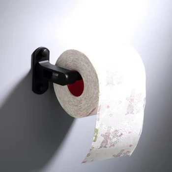 

Black Wall Mount Toilet Roll Paper Holder Hanger Bathroom Space Aluminum Paper Holder Towel Hanger Bathroom Hardware Accessories