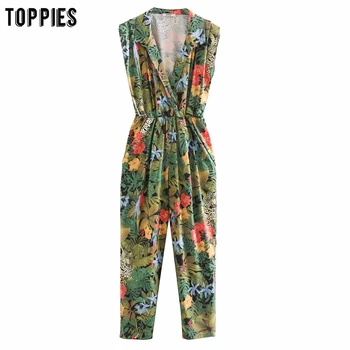 

toppies summer jumpsuits floral printing sleevelesss rompers women casual holidays jumpsuits