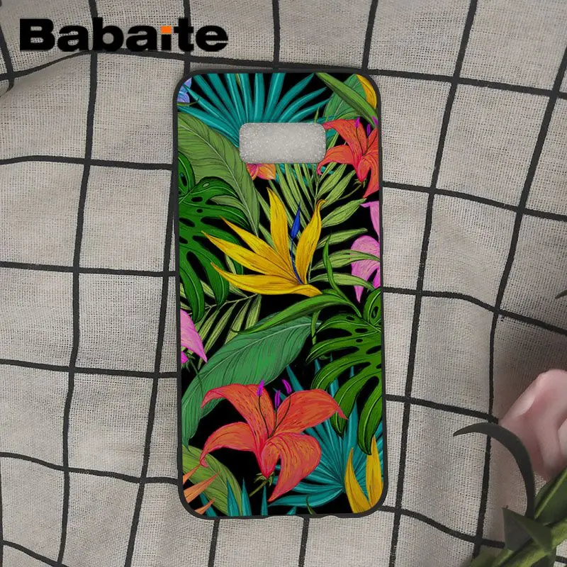 Babaite тропические листья черный ТПУ мягкий чехол для телефона samsung Galaxy s10 s10plus s9 s8 plus s7 s6edge мобильные чехлы - Цвет: A15