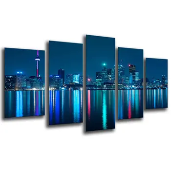 

City Skyscrapers Toronto, photo print on wood, modern picture decorative 26029