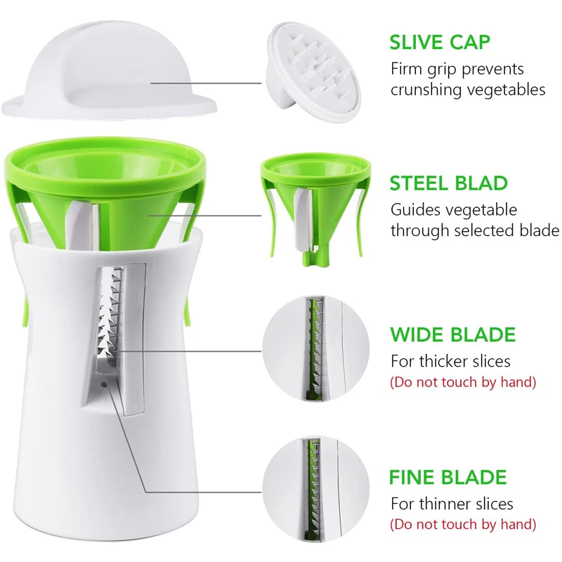 LMETJMA Heavy Duty Spiralizer Vegetable Slicer Vegetable Spiral Slicer Cutter Zucchini Pasta Noodle Spaghetti Maker KC0335 BEST SELLERS