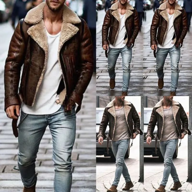 Winter New Men's Trench Coat Wool Coat Winter Trench Leather Coat Outwear Overcoat Jacket