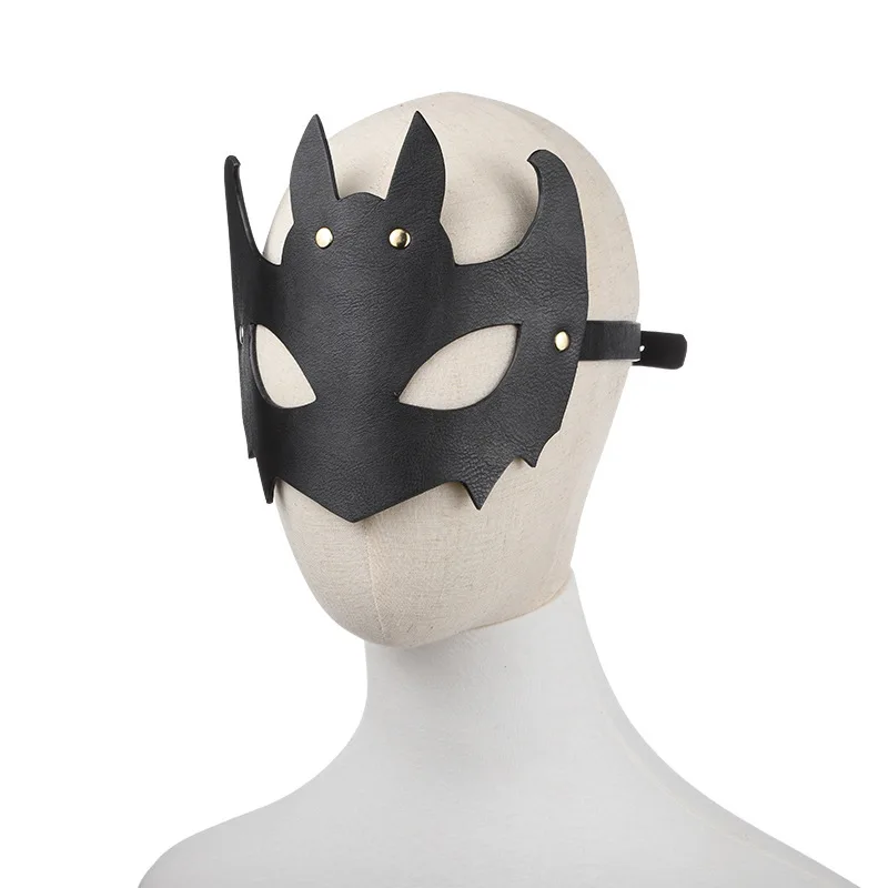 

Sexy PU Leather Bat Mask For Women BDSM Fetish Cat ears Black Eye Mask Halloween Carnival Club Party Masks Bat Cosplay Mask