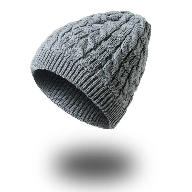 Модная унисекс зимняя шапка теплая флисовая плотная вязка шапка Skullies унисекс шапка бини модная повседневная однотонная женская шапка