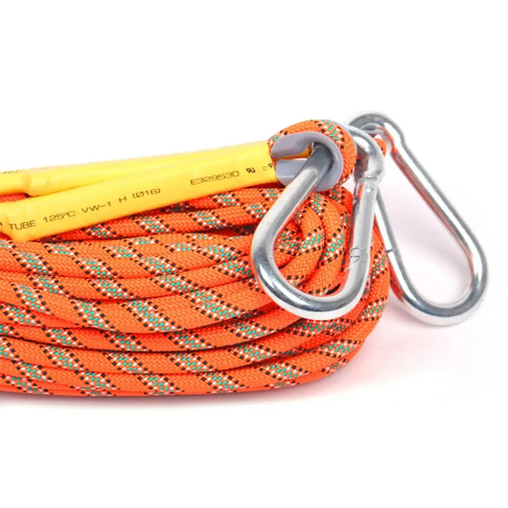 10M/20M 8MM Thickness Outdoor Climbing Rope Climbing Rope Safety Lifeline Escape Insurance Rope Lifeline With Carabiner Wild