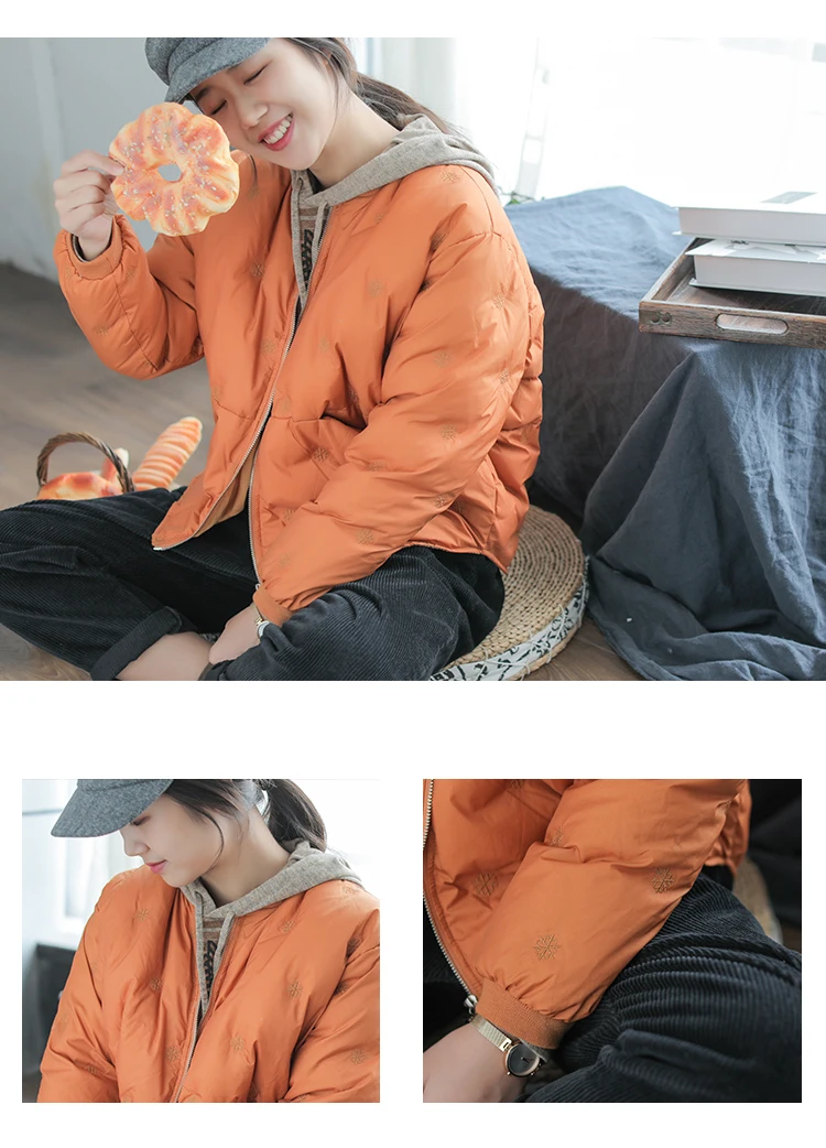 Qi Juan Draw Korean-style Literature And Art Loose-Fit Stand Collar Solid Color Short down Jacket Coat Women's 90 Cloth down Jac