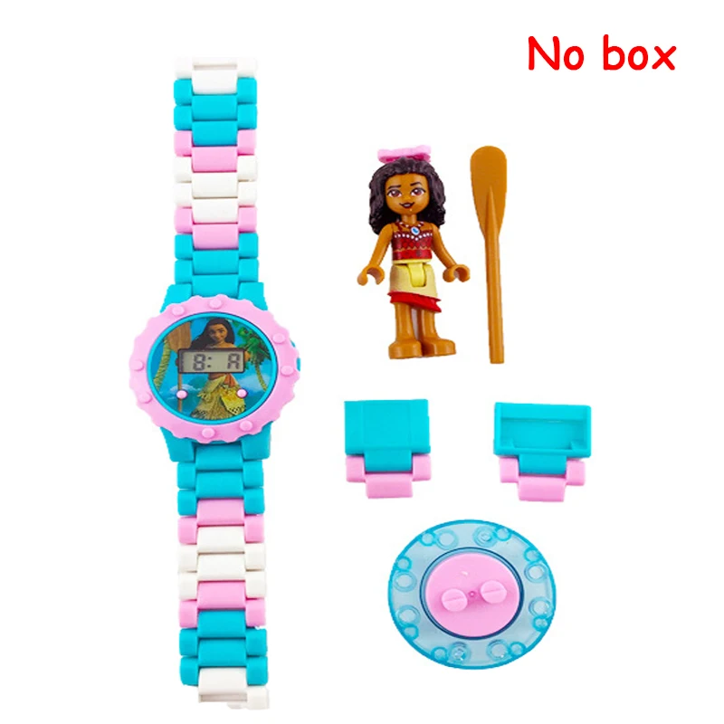 Moana no box Buzz Lightyear блочные часы, игрушки для детей, забавные вращающиеся строительные блоки, электрическая фигурка, игрушка для мальчика, рождественские подарки - Цвет: Moana no box