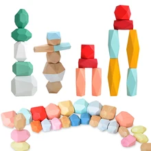 Pierre de pin/hêtre colorée, 36 pièces, bloc de construction Jenga, jouet éducatif, jeu d'empilage pour bébé, équilibre, jouet Jenga en bois pour enfants