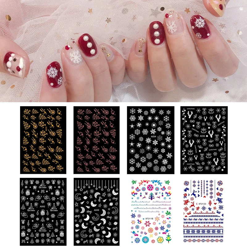 

Nail Water Decals Christmas Halloween Theme Colorful Mixed Patterns Nail Transfer Stickers Nail Art DIY Design Decoration Tools