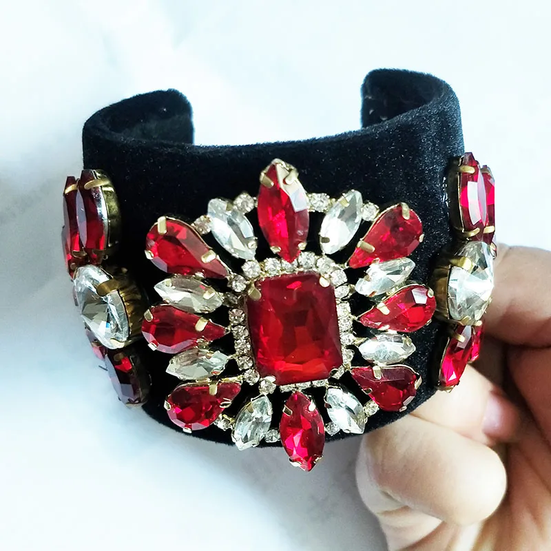Baroque Exaggeration Flower leather Bangles Open Cuff &amp Bracelets Women Wrist Charm Accessories Statement Jewelry | Украшения и