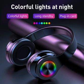 

Colorful Gradient Wireless Bluetooth Headphones Stereo Headset Foldable Gaming Earphone With Mic TF Card Noise Reduction Headset