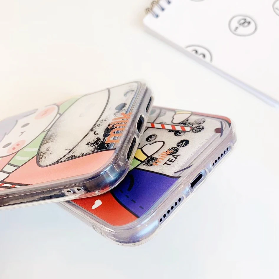 Для iPhone 11 Pro Max X XS XR жемчуг Боба чай молоко динамический блеск чехол для iPhone 8 7 Plus