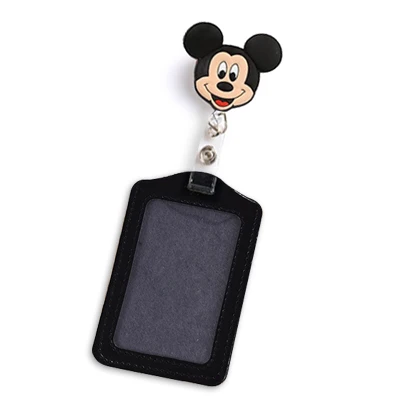 Silicone Stitch Retractable Nurse Badge Reel Clip Cute Cartoon Super Hero Coffee Mickey Fashion Students ID Card Badge Holder