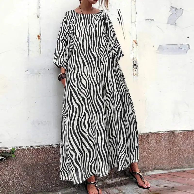 Винтажное женское летнее платье больших размеров, платья с расклешенными рукавами и принтом зебры, Повседневные Вечерние платья с оборками, vestidos, 5XL