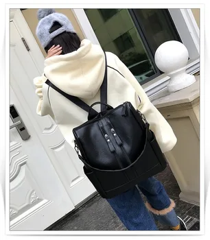 

2019 new ladies backpack fashion Korean version Pu soft leather small backpack travel backpack women's