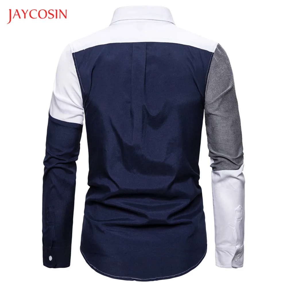 Joycosin Новая модная мужская рубашка зимняя повседневная мужская одежда с карманом в стиле пэчворк с длинным рукавом мужские топы приталенная рубашка на пуговицах